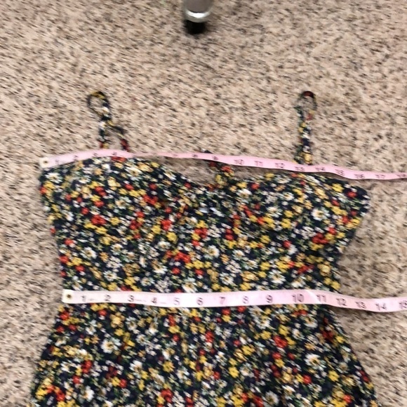 Francesca’s Collection AUW Wide Leg Jumpsuit Size Medium Navy Blue Floral Print - Picture 9 of 12